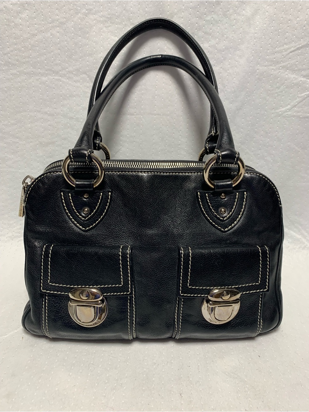 Marc Jacobs vintage Black Leather Satchel with Front Pockets